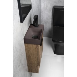PICCOLINO lavabo en béton 30,8x17cm, mélangeur à droite, brun foncé