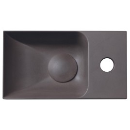 PICCOLINO lavabo en béton 30,8x17cm, mélangeur à droite, brun foncé