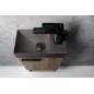 PICCOLINO lavabo en béton 30,8x17cm, mélangeur à droite, brun foncé