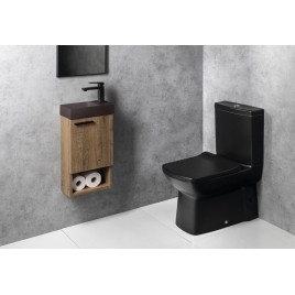 PICCOLINO lavabo en béton 30,8x17cm, mélangeur à droite, brun foncé