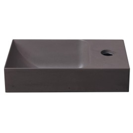 PICCOLINO lavabo en béton 30,8x17cm, mélangeur à droite, brun foncé