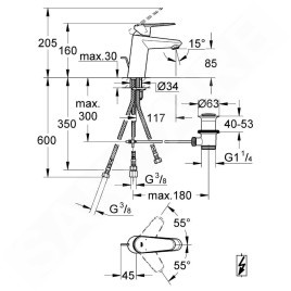 Grohe Eurodisc Cosmopolitan - Mitigeur de lavabo avec vidage, chrome 33177002