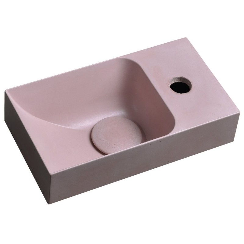 PICCOLINO lavabo en béton 30,8x17cm, mélangeur à droite, rose