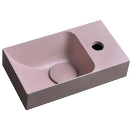 PICCOLINO lavabo en béton 30,8x17cm, mélangeur à droite, rose