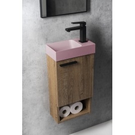 PICCOLINO lavabo en béton 30,8x17cm, mélangeur à droite, rose