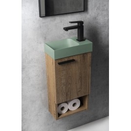 PICCOLINO lavabo en béton 30,8x17cm, mélangeur à droite, vert