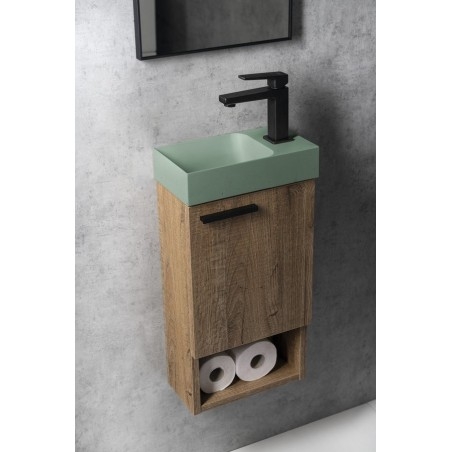 PICCOLINO lavabo en béton 30,8x17cm, mélangeur à droite, vert