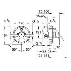 Grohe Eurostyle Cosmopolitan - Mitigeur de baignoire encastré, chrome 33637002