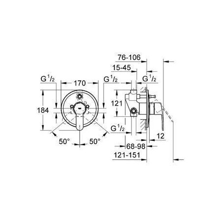 Grohe Eurostyle Cosmopolitan - Mitigeur de baignoire encastré, chrome 33637002