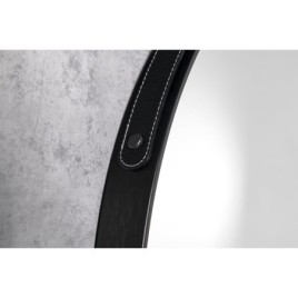 STAGO Miroir rond avec bracelet en cuir, dia. 60cm, noir mat