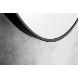 STAGO Miroir rond avec bracelet en cuir, dia. 60cm, noir mat