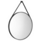 STAGO Miroir rond avec bracelet en cuir, dia. 60cm, noir mat