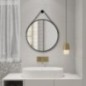 STAGO Miroir rond avec bracelet en cuir, dia. 60cm, noir mat