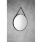 STAGO Miroir rond avec bracelet en cuir, dia. 60cm, noir mat