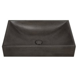 Lavabo en béton TARANT comprenant drain, 58x36cm, granit noir