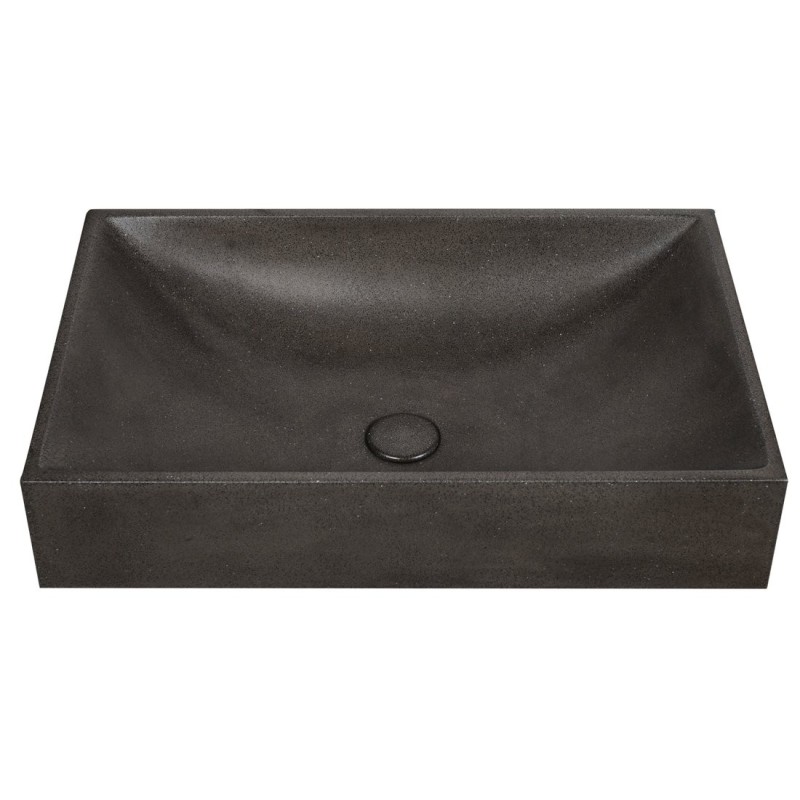Lavabo en béton TARANT comprenant drain, 58x36cm, granit noir