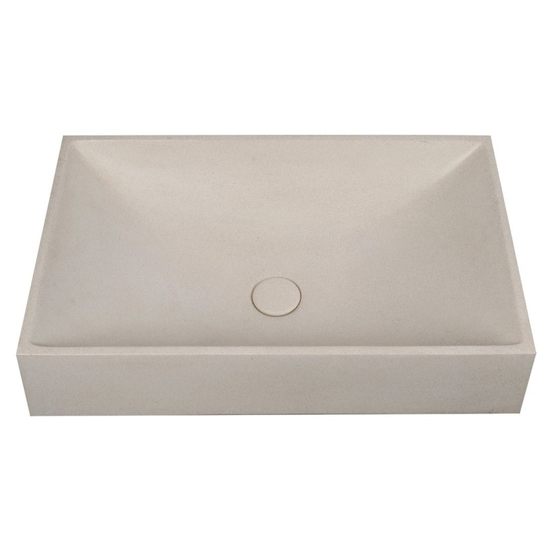 Lavabo en béton TARANT comprenant drain, 58x36cm, grès blanc