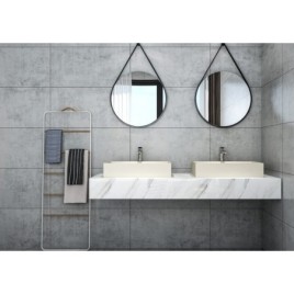 Lavabo en béton TARANT comprenant drain, 58x36cm, grès blanc