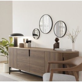 NOTION SLIM Miroir encadré, rond, ø 40cm, noir mat