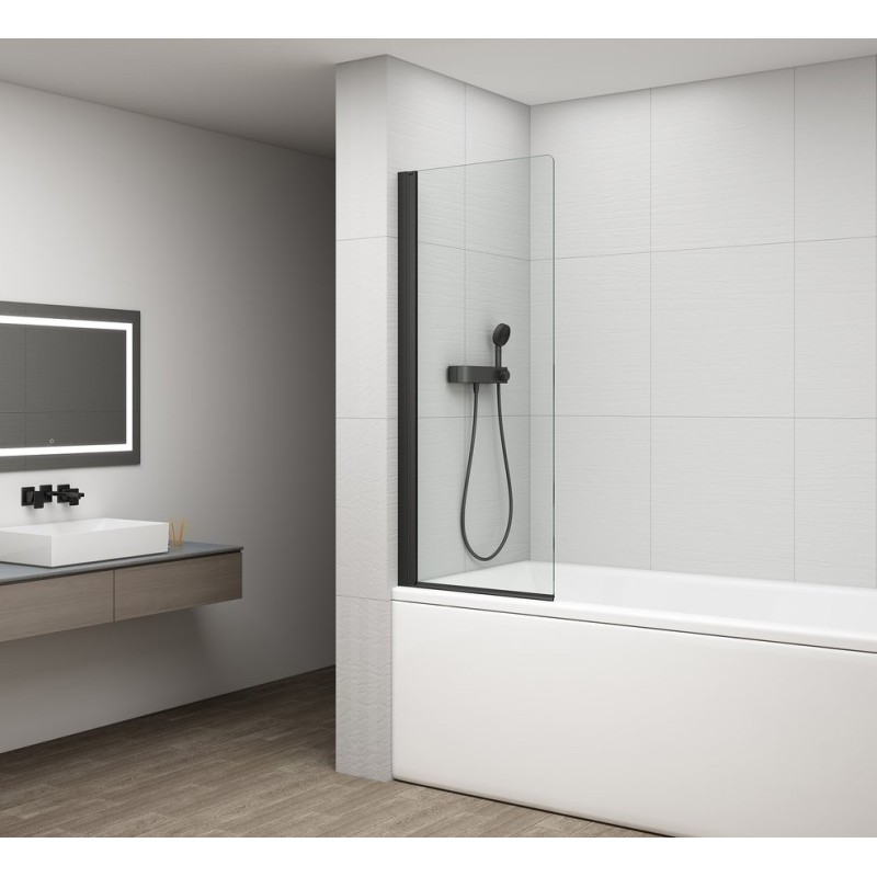ROTA BLACK écran de bain pivotant 750mm, verre clair