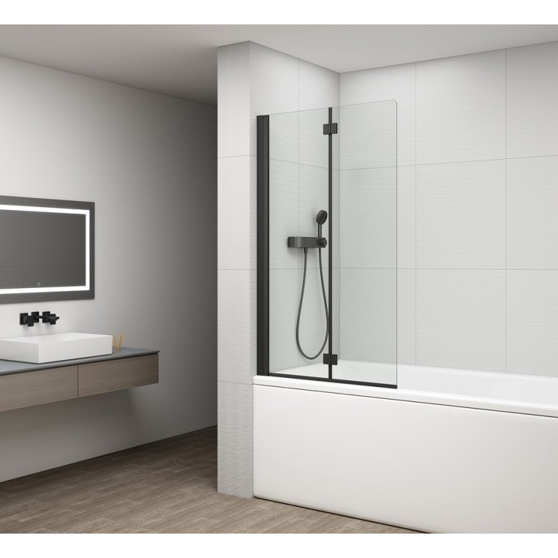 ROTA BLACK Écran de bain 900mm, verre clair