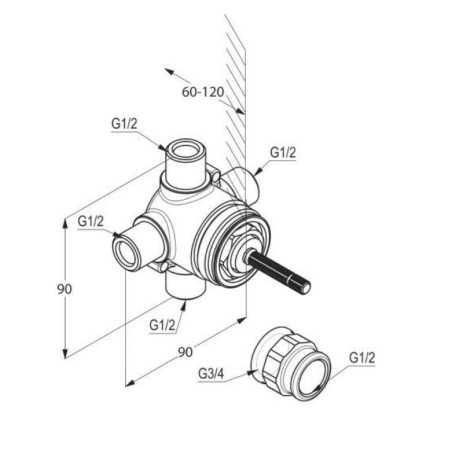Kludi Corps d’encastrement - Corps encastré pour mitigeur trois voies DN15 29757