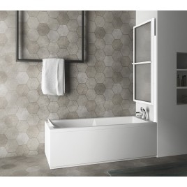 KAGERA Écran de bain pliant, (W) 710mm, blanc mat/verre clair