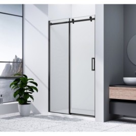 DRAGON BLACK Porte de douche 1400mm, verre clair