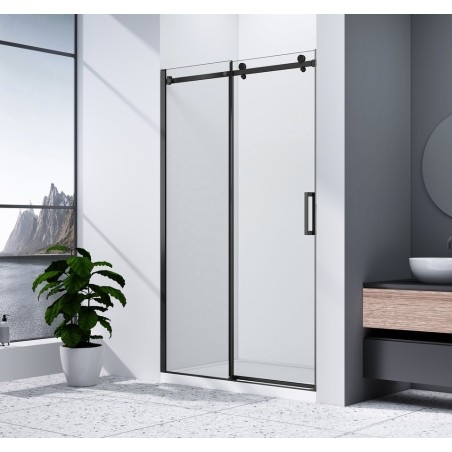 DRAGON BLACK Porte de douche 1500mm, verre clair