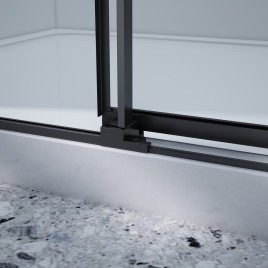 DRAGON BLACK Porte de douche 1500mm, verre clair