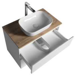 ALTAIR Vanity Unité avec planche 78,5 cm, weiß/Eiche emporio