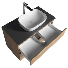 ALTAIR Vanity Unité avec planche 87,5 cm, ardoise en chêne