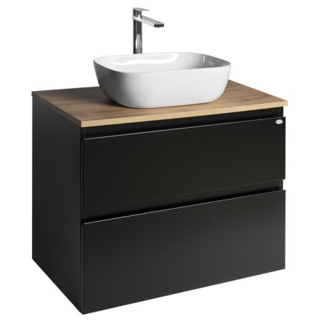 ALTAIR Vanity Unité avec planche 78,5 cm, noir mat/oak emporio