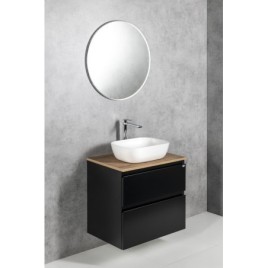 ALTAIR Vanity Unité avec planche 78,5 cm, noir mat/oak emporio