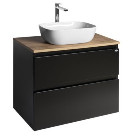 ALTAIR Vanity Unité avec planche 78,5 cm, noir mat/oak emporio