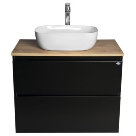 ALTAIR Vanity Unité avec planche 78,5 cm, noir mat/oak emporio