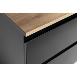 ALTAIR Vanity Unité avec planche 78,5 cm, noir mat/oak emporio