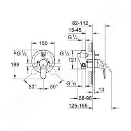 Grohe Euroeco - Mitigeur de baignoire encastré, chrome 32747000