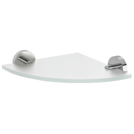 Coin étagère en verre X-ROUND, quart d'onde 200x200mm, chrome/verre glacé