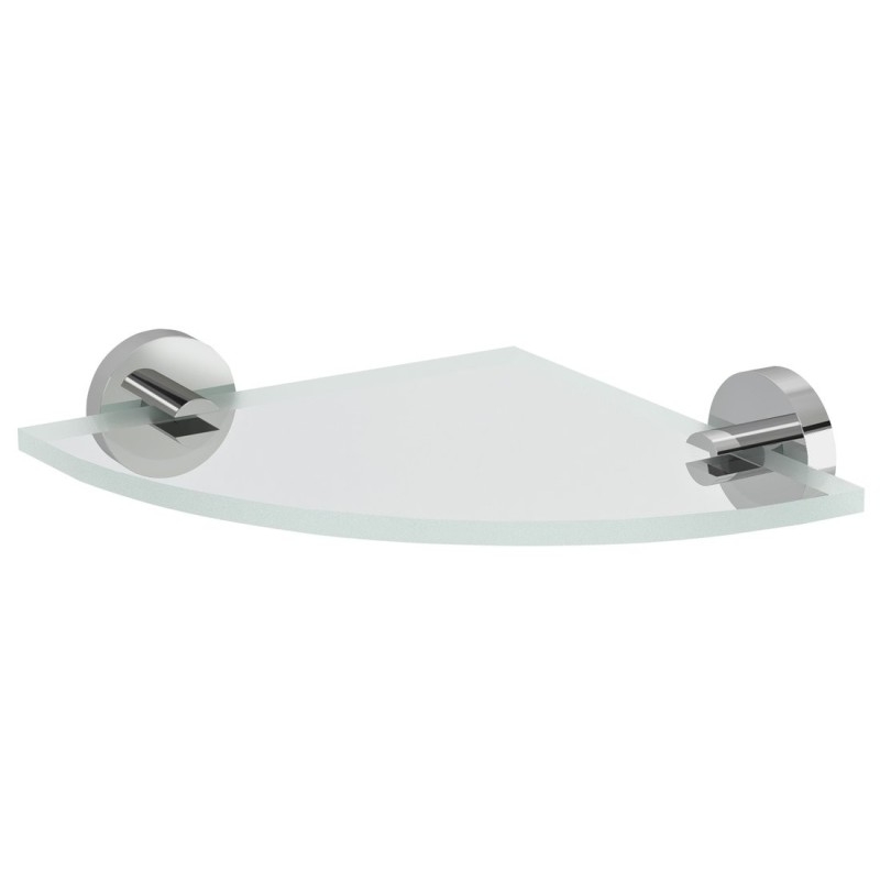 X-ROUND coin étagère en verre, environ 200x200mm, chrome/verre clair