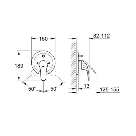 Grohe Eurosmart - Mitigeur de baignoire encastré, chrome 19450002