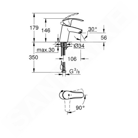 Grohe Eurosmart - Mitigeur de lavabo à levier S ES, chrome 23372002