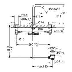 Grohe Essence - Mitigeur de lavabo à 3 trous L, chrome 20299001