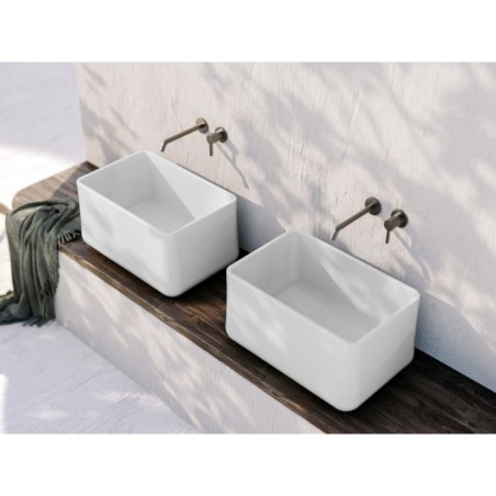 ALLEGRO comptoir top céramique lavabo 60x40cm, blanc
