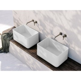 ALLEGRO comptoir top céramique lavabo 60x40cm, blanc