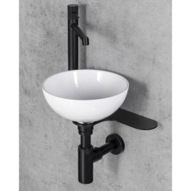 Lavabo TETRIS avec support pour mixeur à gauche, mat noir