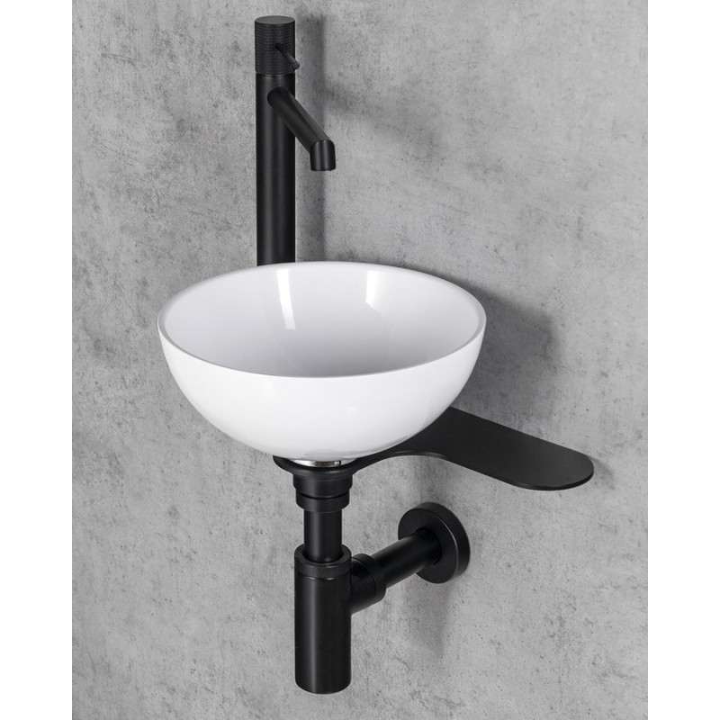 Lavabo TETRIS avec support pour mixeur à gauche, mat noir