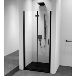 ZOOM BLACK Porte de douche Alcove 800 mm, verre clair, gauche