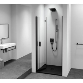 ZOOM BLACK Porte de douche Alcove 800 mm, verre clair, gauche