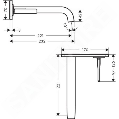Axor Citterio E - Mitigeur de lavabo encastré à levier, chrome 36114000